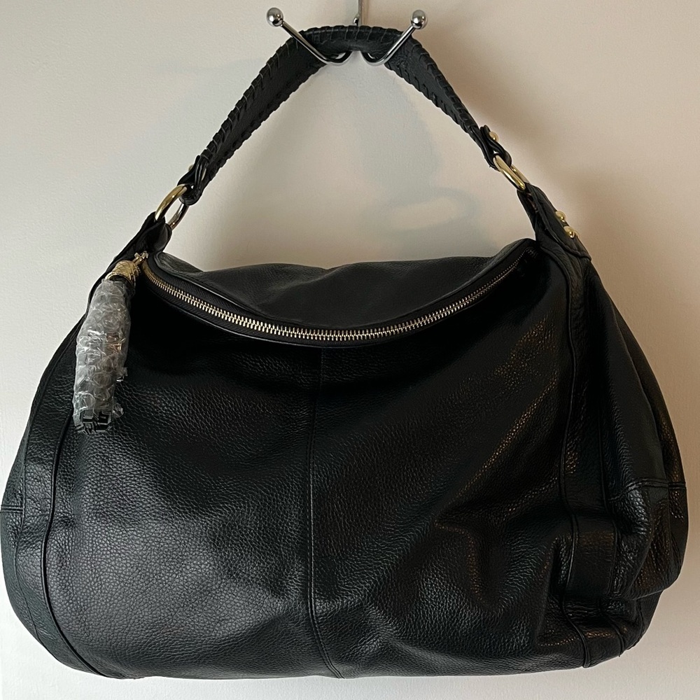 🌸Onna Earlich Black Pebbled Leather Rachel Shoulder/Convertible Crossbody Bag